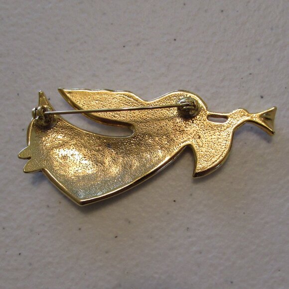 Angel Trumpet Pin Gold Tone Purple/Blue Sparkly Enamel 3" Long - Picture 5 of 8